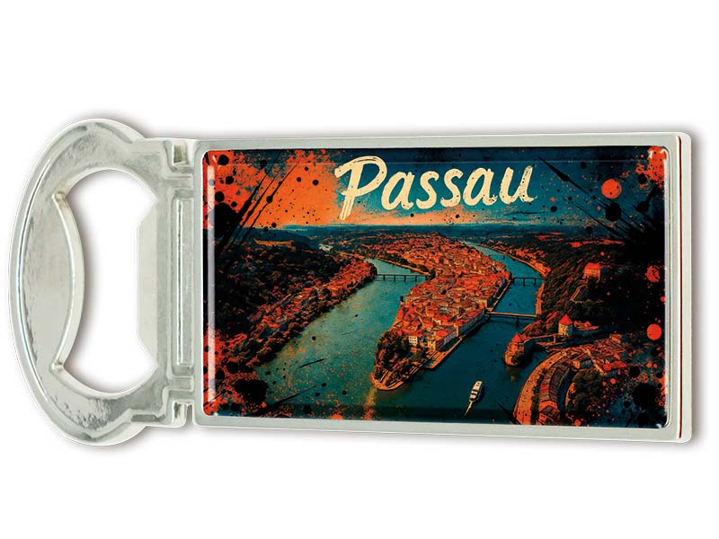 Souvenir Metal magnet bottle opener Passau 3x9cm