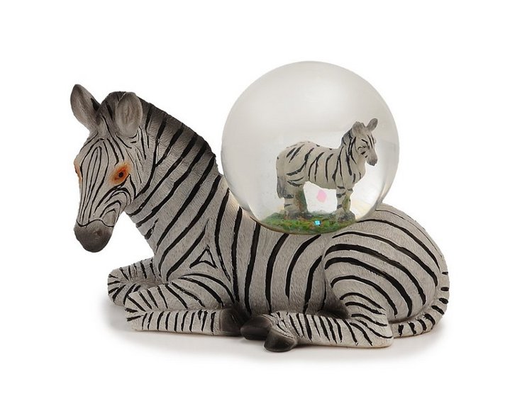 17325 Poly Zebra mit Zebra Glitzerkugel
