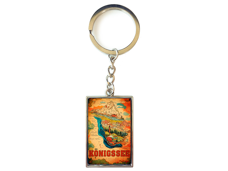 Souvenir Schlüsselanhänger rechteckig aus Metall Königssee 3x10cm Souvenir Schlüsselanhänger rechteckig aus Metall Königssee 3x10cm