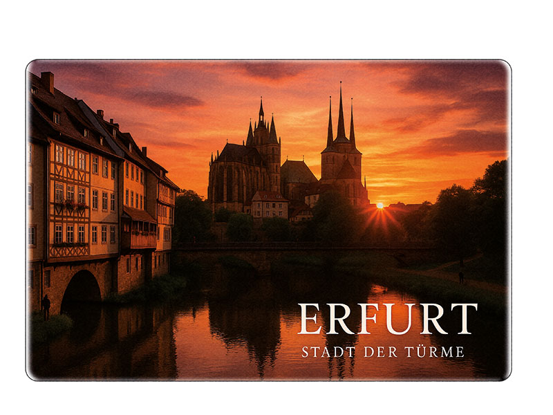 Souvenir Foto Magnet Erfurt aus Steingut 6x4,5cm