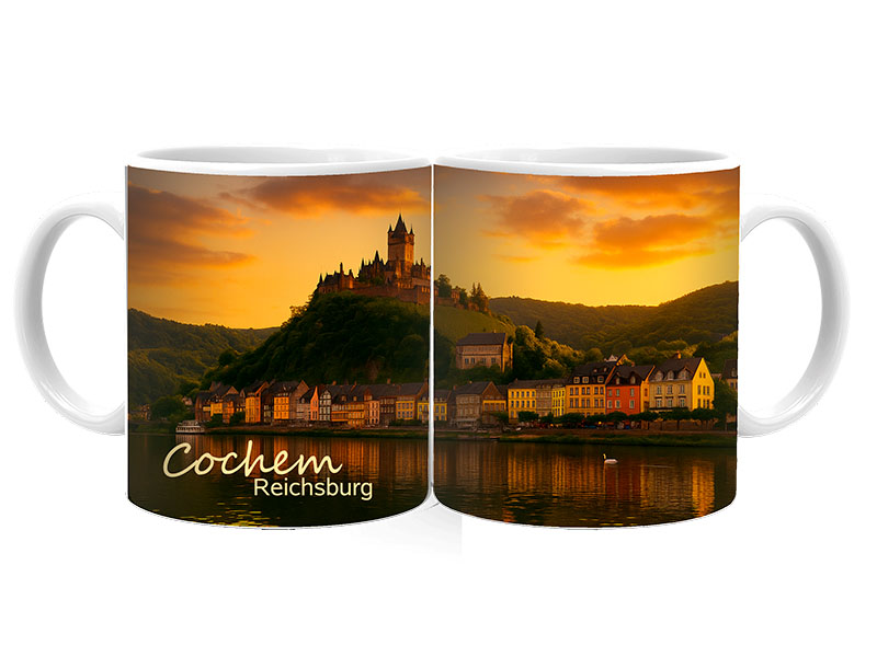 Souvenir Foto Keramik Tasse Cochem Ø8x9,5cm