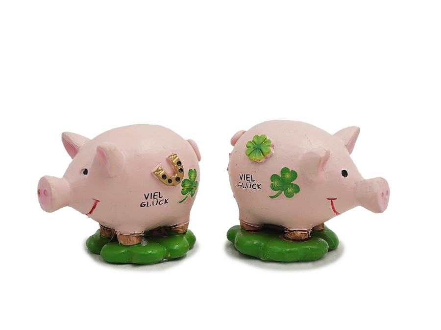 17778 Poly Schwein auf Kleeblatt