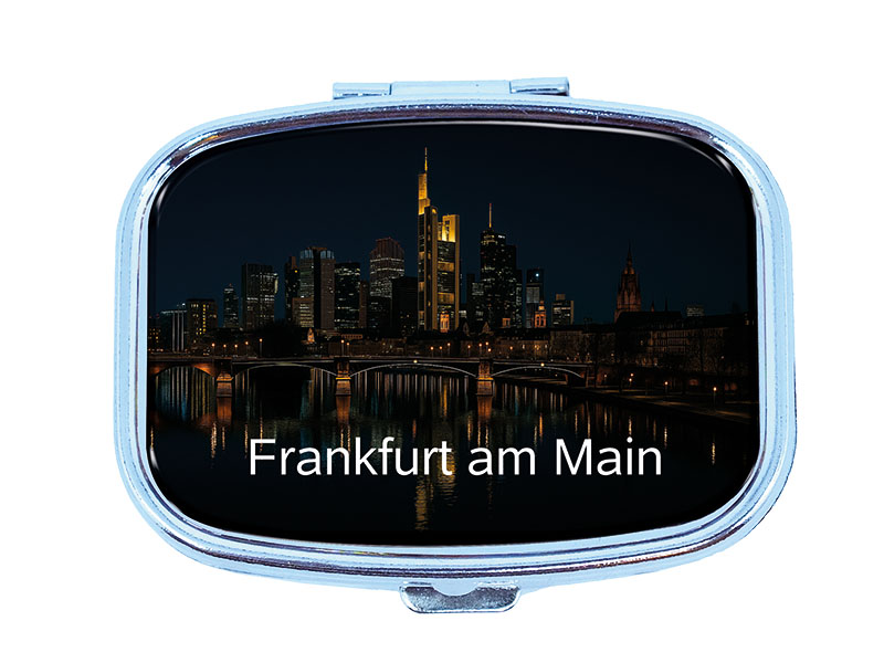 Souvenir Pillendose rechteckig aus Metall Frankfurt 6x4,5cm Souvenir Pillendose rechteckig aus Metall Frankfurt 6x4,5cm