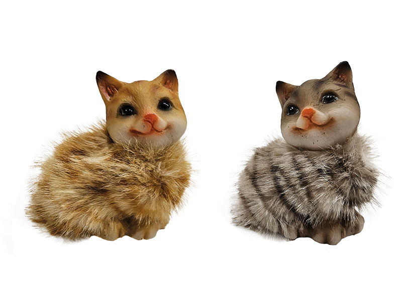Katze aus Poly mit Kunstfell 7x6x9cm    Katze aus Poly mit Kunstfell 7x6x9cm