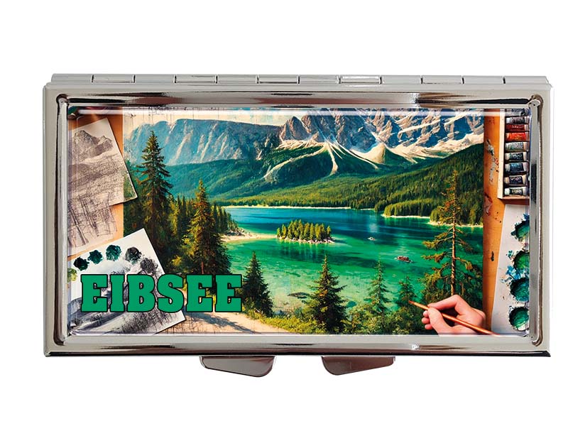 Souvenir Metal pill box Eibsee 8,5x4,5cm