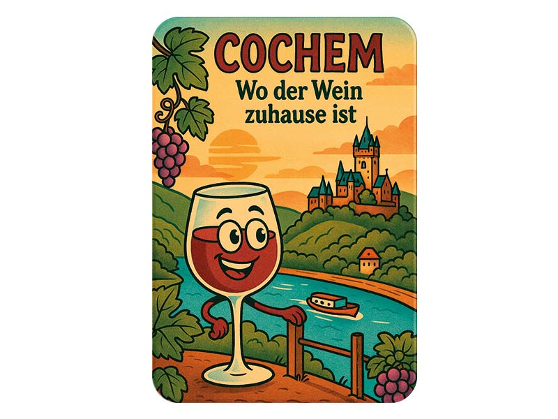 Souvenir Foto Kunststoff Magnet Cochem 8x5cm