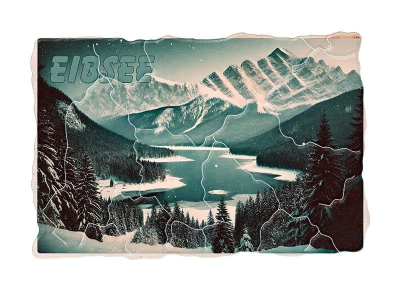 Souvenir Plastic magnet mosaic design Eibsee 8x5cm