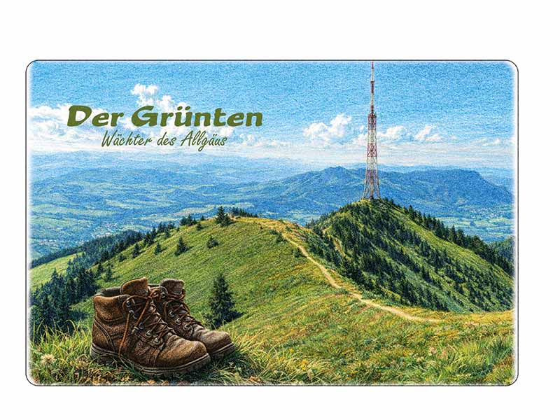 Souvenir Foto Magnet Grünten aus Steingut 6x4,5cm