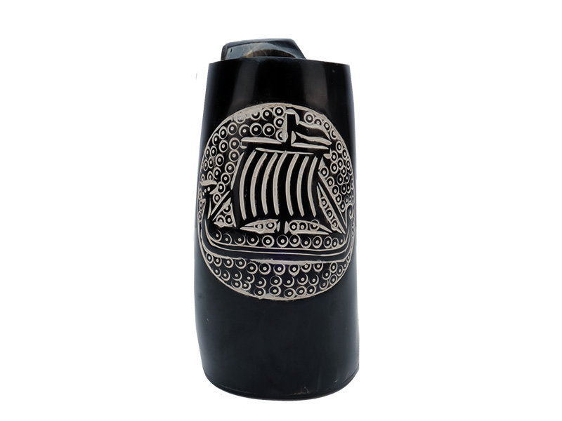 Horn deco jug with Vikings 15cm