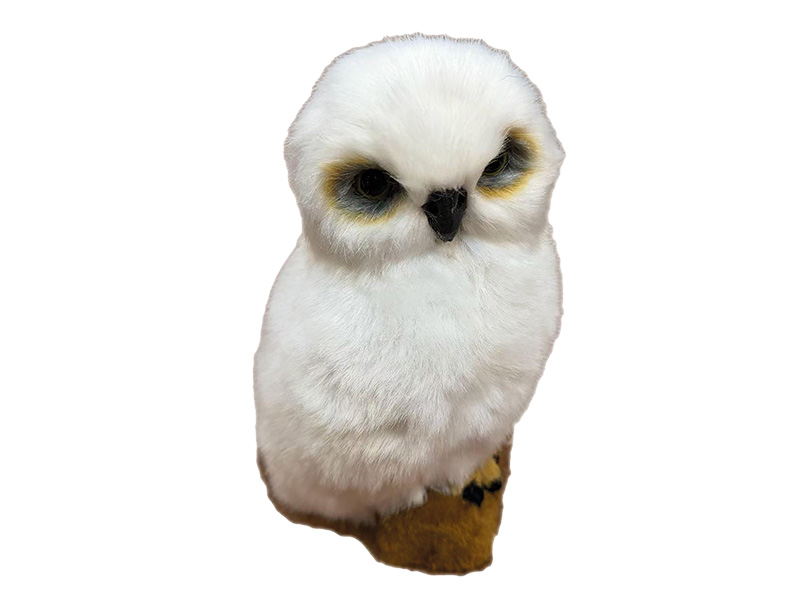 Deko Schneeeule auf Ast mit Kunstfell 10x10x20cm   