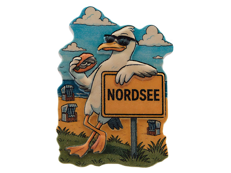 3D magnet seagull north sea, poly, 6x0,5x7,5cm