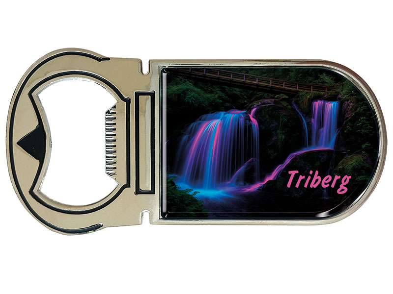 Souvenir Magnet Kapselheber aus Metall Triberg 4x9cm