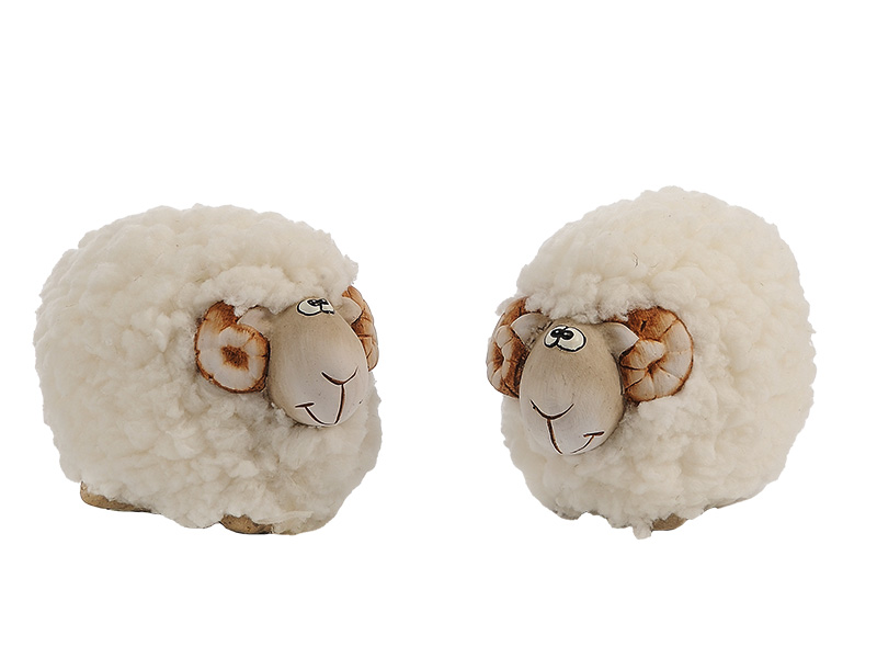 17433 Keramik Widder mit Fell