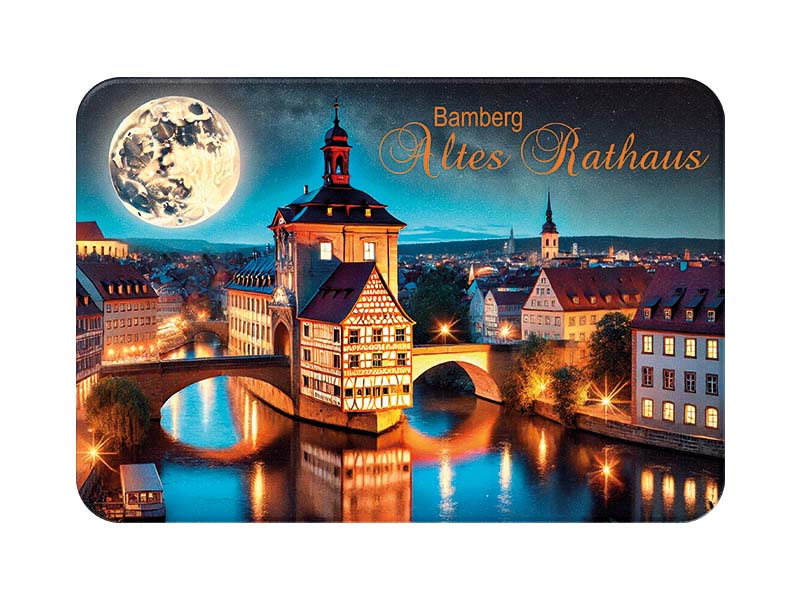 Souvenir Foto Kunststoff Magnet Bamberg 8x5cm