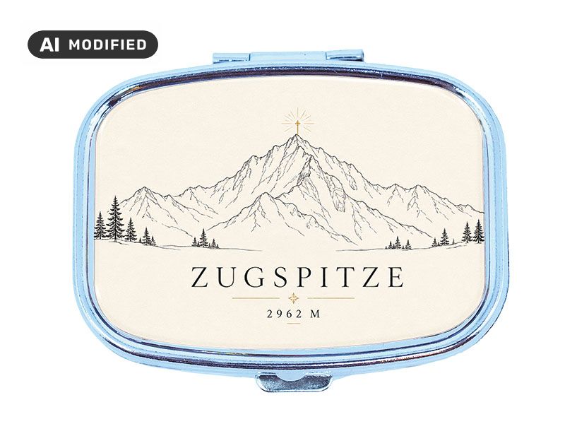 Souvenir Pillendose Zugspitze aus Metall 6x4,5cm