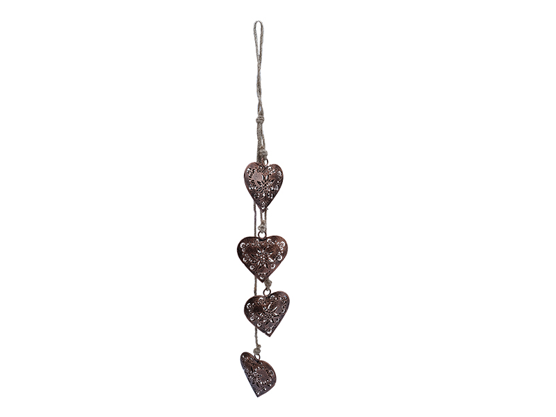 Metal heart with Edelweiss 8x1x7cm, 4pcs on a string