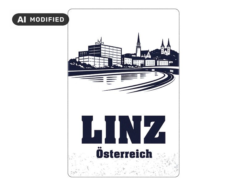 Souvenir Foto Magnet Linz aus Steingut 6x4,5cm