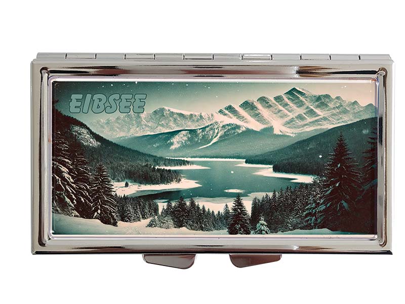 Souvenir Metal pill box Eibsee 8,5x4,5cm