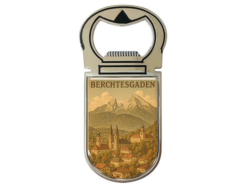 Souvenir Magnet Kapselheber aus Metall Berchtesgaden 4x9cm