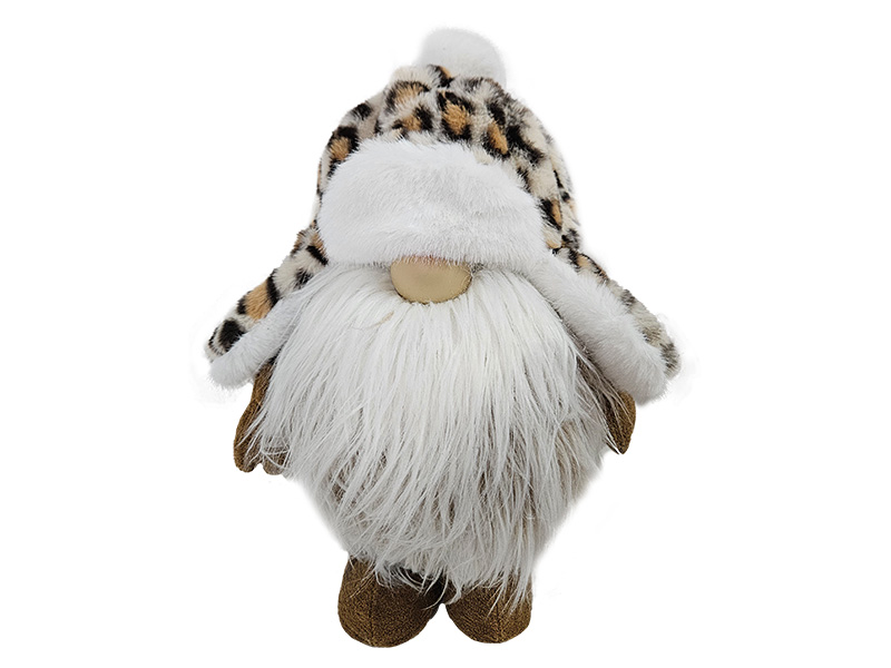 Wichtel mit Bommelmütze im Leopardendesign 28x18x41cm   