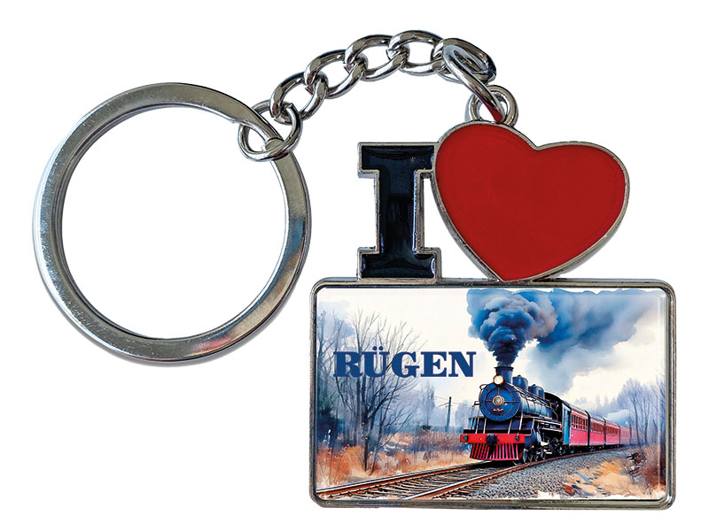 Souvenir Schlüsselanhänger aus Metall "I Love" Rügen 11x4cm    Souvenir Schlüsselanhänger aus Metall "I Love" Rügen 11x4cm