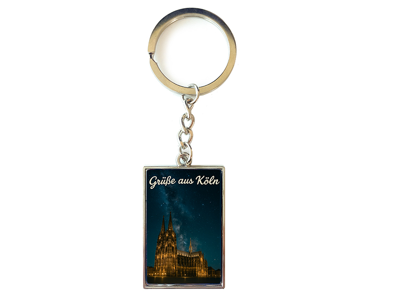 Souvenir Schlüsselanhänger rechteckig aus Metall Koeln 3x10cm