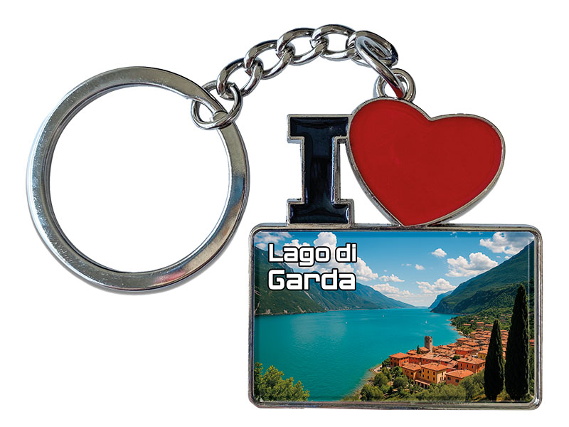 Souvenir Schlüsselanhänger aus Metall "I Love" Gardasee 11x4cm   