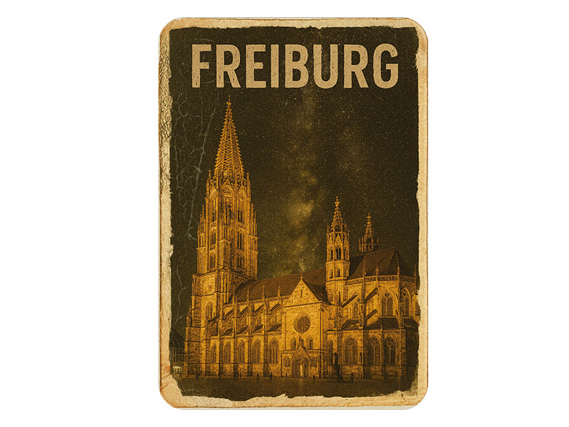 Souvenir Foto Kunststoff Magnet Freiburg 8x5cm