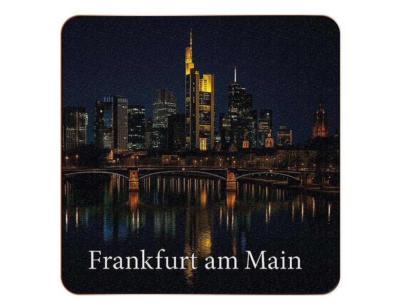 Souvenir Wooden coaster Frankfurt 10x10cm