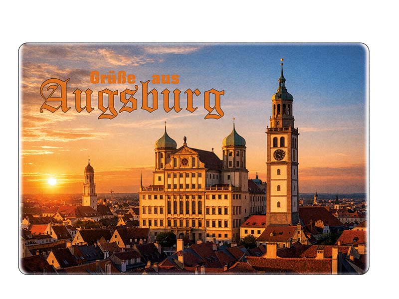 Souvenir Foto Magnet Augsburg aus Steingut 6x4,5cm