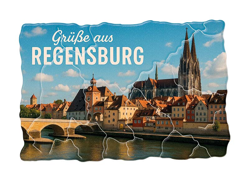 Souvenir Foto Kunststoff Magnet Regensburg 8x5cm