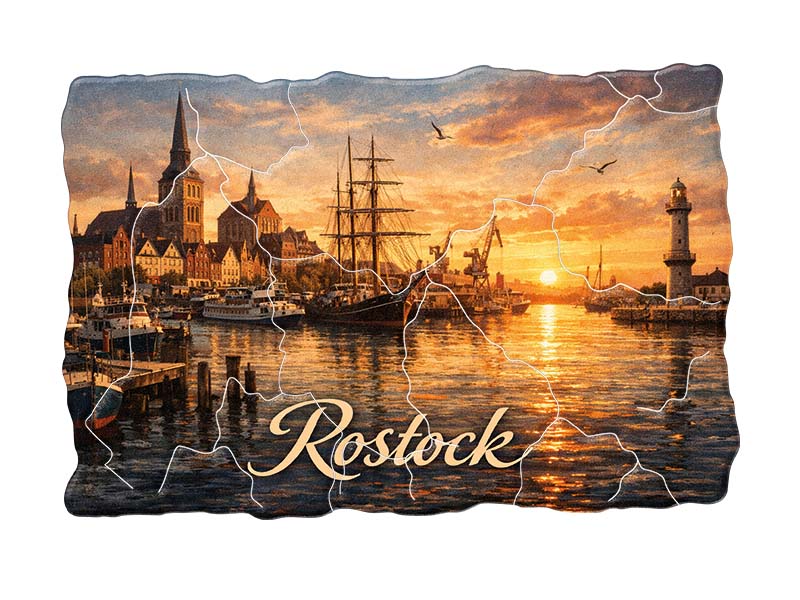Souvenir Foto Magnet Rostock aus Kunststoff 8x5cm