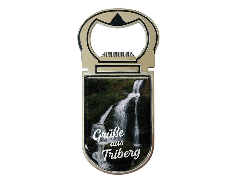 Souvenir Magnet Kapselheber aus Metall Triberg 4x9cm