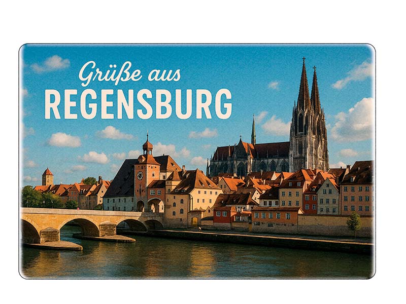 Souvenir Foto Magnet Steingut Regensburg 6x4,5cm