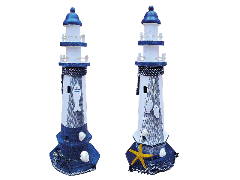 Wooden lighthouse 13x13x39cm