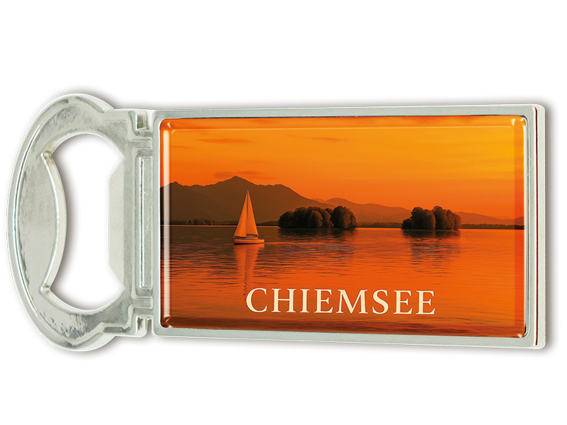 Souvenir Magnet Kapselheber aus Metall Chiemsee 3x9cm