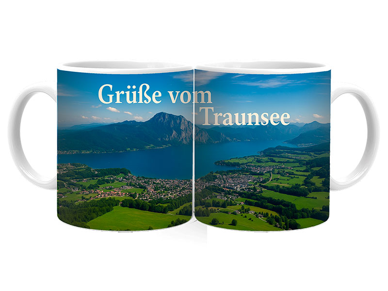 Souvenir Foto Keramik Tasse Traunsee Ø8x9,5cm