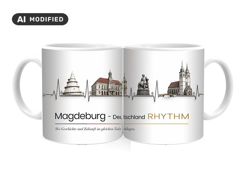 Souvenir Foto Tasse Magdeburg aus Keramik Ø8x9,5cm