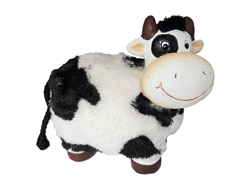 Kuh aus Keramik mit Plüsch 15x9x13cm    Kuh aus Keramik mit Plüsch 15x9x13cm