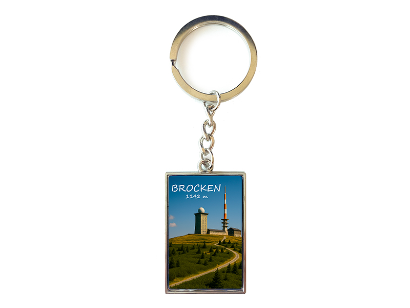 Souvenir Schlüsselanhänger rechteckig aus Metall Brocken 3x10cm Souvenir Schlüsselanhänger rechteckig aus Metall Brocken 3x10cm