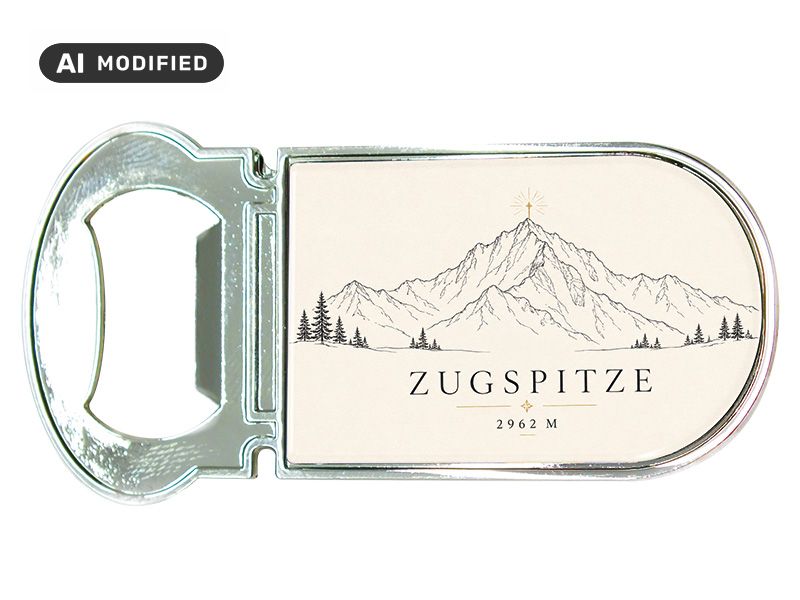 Souvenir Kapselheber Magnet Zugspitze aus Metall 3x7cm