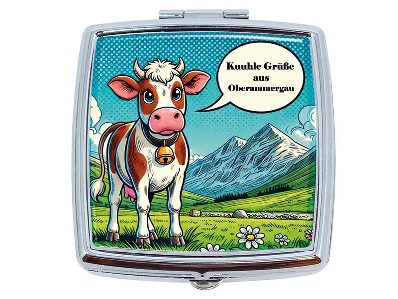 Souvenir Metal pill box Oberammergau 6x5,5cm