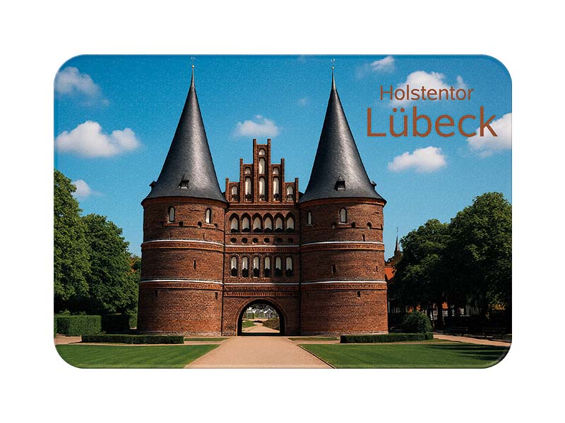 Souvenir Foto Kunststoff Magnet Luebeck 8x5cm