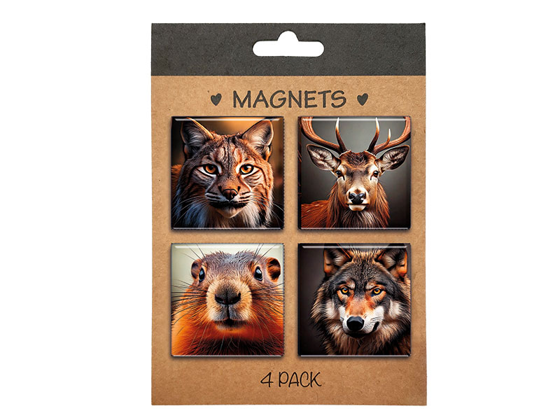 Souvenir Photo magnet 4x4cm Oberammergau , 4pcs/set on cardboard