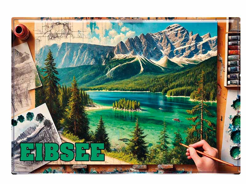 Souvenir Foto Magnet Eibsee 9,5x6,5cm