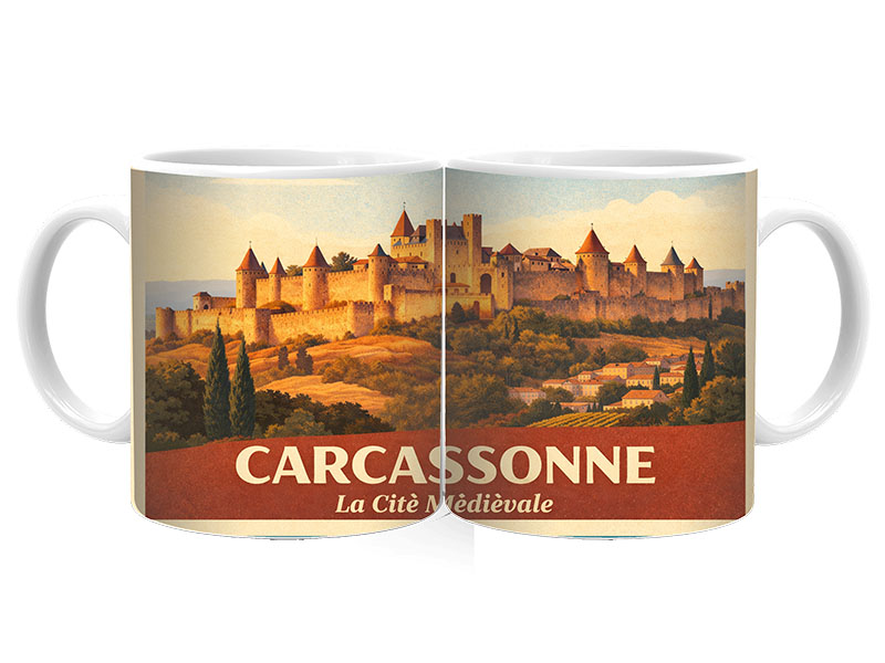 Souvenir Foto Tasse Carcassonne aus Keramik Ø8x9,5cm