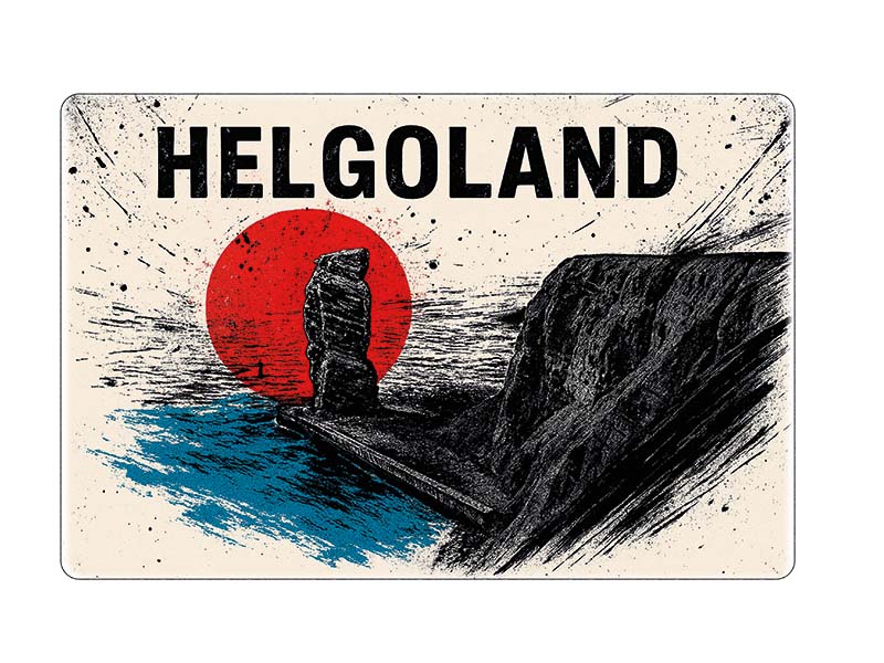 Souvenir Foto Magnet Steingut Helgoland 6x4,5cm
