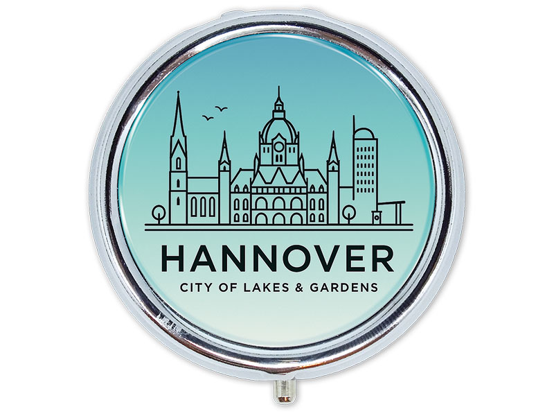 Souvenir Pillendose Hannover aus Metall Ø5cm
