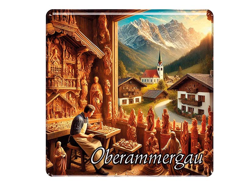 Souvenir Foto Magnet Oberammergau 8x8cm Souvenir Foto Magnet Oberammergau 8x8cm