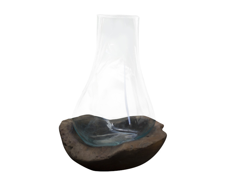 27001 Naturholzschale mit Glasvase